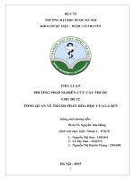 Tiều luận phương pháp nghiên cứu cây thuốc chủ Đề 12 tổng quan về thành phần hóa học của lá sen