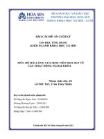 Tin học Ứng dụng khối ngành khoa học xã hội mức Độ hài lòng của sinh viên hoa sen về các hoạt Động ngoại khóa