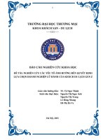 Nghiên cứu các yếu tố Ảnh hưởng Đến quyết Định lựa chọn doanh nghiệp lữ hành của khách du lịch gen z