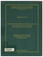 000029036 APOLOGIES IN ENGLISH AND LAOTIAN LANGUAGES (FROM A CROSS – CULTURAL PERSPECTIVE WITHIN EDUCATIONAL ENVIRONMENTS) SUBMITTED IN PARTIAL FULFILMENT OF REQUIREMENTS OF THE DEGREE OF MASTER IN TESOL LỜI XIN LỖI BẰNG TIẾNG ANH VÀ TIẾNG LÀO (TỪ GÓC NHÌ