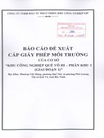 Báo cáo Đề xuất giấy phép môi trường cơ sở kcn quế võ iii