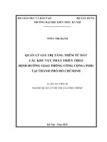 Quản lý giá trị tăng thêm từ Đất các khu vực phát triển theo Định hướng giao thông công cộng (tod) tại thành phố hồ chí minh