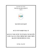 Quản lý nhà nước về sử dụng tài nguyên nước tại các công trình thủy Điện trên Địa bàn thành phố Đà nẵng