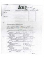 CPA - Đề thi tiếng Anh Kỳ thi Kiểm toán viên - Năm 2012 - Mã đề chẵn _ lẻ