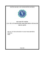 CÁC YẾU TỐ ẢNH HƯỚNG KHI ĐÀM PHÁN VỚI NGƯỜI TRUNG QUỐC