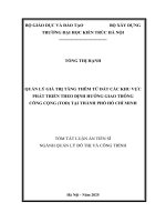 Tóm tắt quản lý giá trị tăng thêm từ Đất các khu vực phát triển theo Định hướng giao thông công cộng (tod) tại thành phố hồ chí minh