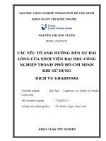IUH - KLTN - CÁC YẾU TỐ ẢNH HƯỞNG ĐẾN SỰ HÀI LÒNG CỦA SINH VIÊN ĐẠI HỌC CÔNG NGHIỆP THÀNH PHỐ HỒ CHÍ MINH KHI SỬ DỤNG DỊCH VỤ GRABFOOD