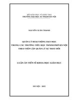 Quản lý hoạt động dạy học trong các trường tiểu học thành phố Hà Nội theo tiếp cận quản lý sự thay đổi