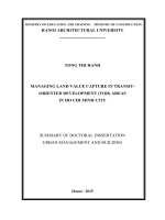 Managing land value capture in transitoriented development (tod) areas in ho chi minh city