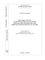 Phát triển năng lực vận dụng kiến thức kĩ năng Đã học trong dạy học môn khoa học lớp 5 thông qua phương pháp bàn tay nặn bột