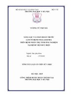 Tóm tắt luận Án sàng lọc và chẩn Đoán trước làm tổ bệnh thalassemia trên bệnh nhân thụ tinh trong Ống nghiệm tại bệnh viện bưu Điện