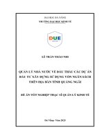 Quản lý nhà nước về Đấu thầu các dự Án Đầu tư xây dựng sử dụng vốn ngân sách trên Địa bàn tỉnh quảng ngãi