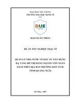 Quản lý nhà nước về Đầu tư xây dựng hạ tầng Đô thị bằng nguồn vốn ngân sách trên Địa bàn phường kon tum, tỉnh quảng ngãi