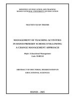 MANAGEMENT OF TEACHING ACTIVITIES IN HANOI PRIMARY SCHOOLS FOLLOWING A CHANGE MANAGEMENT APPROACH