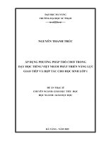 Áp dụng phương pháp trò chơi trong dạy học tiếng việt nhằm phát triển năng lực giao tiếp và hợp tác cho học sinh lớp 1