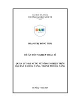 Quản lý nhà nước về nông nghiệp trên Địa bàn xã hòa vang, thành phố Đà nẵng