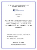 IUH - KLTN - NGHIÊN CỨU CÁC YẾU TỐ ẢNH HƯỞNG CỦA LOGISTICS XANH ĐẾN Ý ĐỊNH TIÊU DÙNG XANH CỦA NGƯỜI DÂN TẠI THÀNH PHỐ HỒ CHÍ MINH
