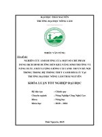 Nghiên cứu về Ảnh hưởng của các chế phẩm dinh dưỡng Đến sinh trưởng, năng suất và chất lượng giống cải canh mơ cn hà nội trong hệ thống thủy canh hồi lưu tại thái nguyên