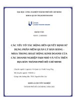 IUH - KLTN - CÁC YẾU TỐ TÁC ĐỘNG ĐẾN QUYẾT ĐỊNH SỬ DỤNG PHẦN MỀM QUẢN LÝ BÁN HÀNG - MISA TRONG HOẠT ĐỘNG KINH DOANH CỦA CÁC DOANH NGHIỆP F&B NHỎ VÀ VỪA TRÊN ĐỊA BÀN THÀNH PHỐ HỒ CHÍ MINH