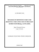 Tóm tắt tiếng anh nghiên cứu tình trạng nhiễm virus viêm gan d và virus viêm gan e Ở sản phụ có hbsag (+) trong huyết tương