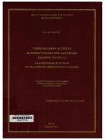 000070728 TIMED READING ACTIVITY IN IMPROVING SECOND LANGUAGE READING FLUENCY: AN ACTION RESEARCH STUDY AT THAI BINH TEACHERS TRAINING COLLEGE HOẠT ĐỘNG ĐỌC CÓ GIỜ TRONG VIỆC CẢI THIỆN NGÔN NGỮ THỨ HAI ĐỌC THÔNG THÁI: NGHIÊN CỨU HÀNH ĐỘNG TẠI TRƯỜNG CAO Đ