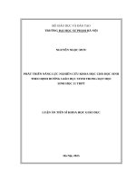Phát triển năng lực nghiên cứu khoa học cho học sinh theo Định hướng giáo dục stem trong dạy học sinh học 11 thpt