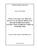 Nâng cao năng lực Đội ngũ quản lý cấp trung trong các doanh nghiệp hàn quốc tại khu công nghiệp bá thiện ii, tỉnh phú thọ