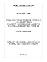 Tóm tắt tiếng anh nâng cao năng lực Đội ngũ quản lý cấp trung trong các doanh nghiệp hàn quốc tại khu công nghiệp bá thiện ii, tỉnh phú thọ