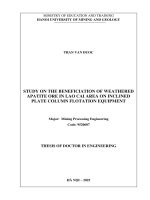 Tóm tắt tiếng anh nghiên cứu tuyển quặng apatit phong hóa khu vực lào cai trên thiết bị tuyển nổi cột dạng tấm nghiêng