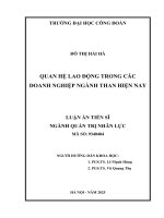 Quan hệ lao Động trong các doanh nghiệp ngành than hiện nay