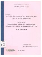 Chuyên đề 1 QUÁ TRÌNH HÌNH THÀNH CHỮ HÁN TRONG TIẾNG NHẬT (Người báo cáo: Trần Thị Chung Toàn) THUỘC ĐỀ TÀI Xây dựng tư liệu học chữ Hán trong tiếng Nhật cho người Việt trên cơ sở tận dụng tri thức Hán - Việt