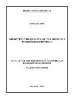 Tóm tắt tiếng anh nâng cao chất lượng Đội ngũ công chức ngành thuế tỉnh ninh bình