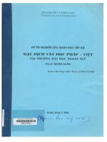 000079867 ĐỀ TÀI NGHIÊN CỨU KHOA HỌC CẤP BỘ DẠY DỊCH VĂN HỌC PHÁP - VIỆT TẠI TRƯỜNG ĐẠI HỌC NGOẠI NGỮ Mã số: B2002-44-06 Giáo viên thực hiện: Thạc sĩ Đinh Thị Reo