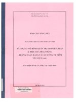 000088550 ĐỀ TÀI KHOA HỌC VÀ CÔNG NGHỆ CẤP CƠ SỞ XÂY DỰNG MÔ HÌNH QUẢN TRỊ DOANH NGHIỆP & HIỆU QUẢ HOẠT ĐỘNG - TRONG NGÂN HÀNG VÀ CÁC CÔNG TY NIÊM YẾT VIỆT NAM