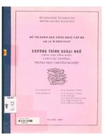 000041997 ĐỀ TÀI KHOA HỌC CÔNG NGHỆ CẤP BỘ mã số: B 2002-44-07 CHƯƠNG TRÌNH NGOẠI NGỮ (TIẾNG ANH, TIẾNG PHÁP) CHO CÁC TRƯỜNG TRUNG HỌC CHUYÊN NGHIỆP