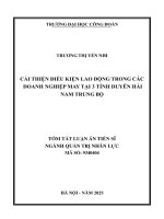 Tóm tắt cải thiện Điều kiện lao Động trong các doanh nghiệp may tại 3 tỉnh duyên hải nam trung bộ