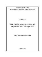 Luận văn yếu tố tác Động Đến quan hệ việt nam – hoa kỳ hiện nay