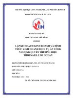 IUH - BÁO CÁO QUẢN TRỊ NHÀ HÀNG - LẬP KẾ HOẠCH KINH DOANH VÀ HÌNH THỨC KINH DOANH DỊCH VỤ ĂN UỐNG NHƯỢNG QUYỀN THƯƠNG HIỆU TROUVAILLE OF OCEAN