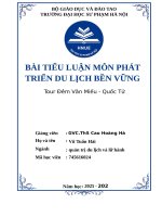 Bài tiểu luận môn phát triển du lịch bền vững tour Đêm văn miếu   quốc tử