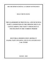 Tóm tắt tiếng anh các tỉnh, thành Ủy Ở Đồng bằng sông cửu long lãnh Đạo công tác bảo vệ nền tảng tƣ tƣởng của Đảng giai Đoạn hiện nay