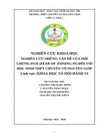 Nghiên cứu những vấn Đề của hội chứng foji (fear of joining in) Đối với học sinh thpt chuyên võ nguyên giáp lĩnh vực khoa học xã hội hành vi