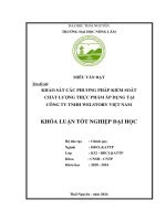 Khảo sát các phương pháp kiểm soát chất lượng thực phẩm Áp dụng tại welstory khu công nghiệp vsip ii bắc ninh