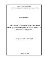 Luận văn thực hành xanh trong các khách sạn Được quản lý bởi tập Đoàn hyatt hotels & resorts tại việt nam