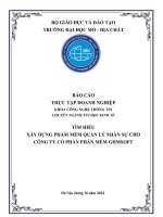 XÂY DỰNG PHẦM MỀM QUẢN LÝ NHÂN SỰ CHO 
CÔNG TY CỔ PHẦN PHẦN MỀM GHMSOFT