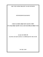 Chất lượng Đội ngũ giảng viên của Đại học quốc gia lào giai Đoạn hiện nay