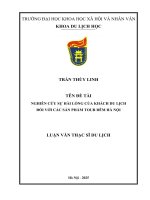 Luận văn nghiên cứu sự hài lòng của khách du lịch Đối với các sản phẩm tour Đêm hà nội