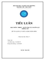 QUẢN LÝ CHẤT LƯỢNG PHẦN MỀM