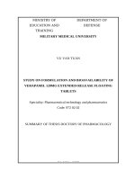 Tóm tắt luận Án tiếng anh nghiên cứu bào chế và sinh khả dụng viên nổi verapamil 120mg giải phóng kéo dài