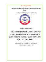 IUH - KLTN Luật Quốc tế - TRÁCH NHIỆM PHÁP LÝ CỦA CÁC BÊN TRONG HỢP ĐỒNG DỊCH VỤ LOGISTICS QUỐC TẾ KINH NGHIỆM QUỐC TẾ VÀ BÀI HỌC CHO VIỆT NAM