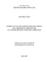 Tóm tắt nghiên cứu sự thay Đổi sử dụng Đất trong quá trình phát triển Đô thị của thành phố huế, tỉnh thừa thiên huế